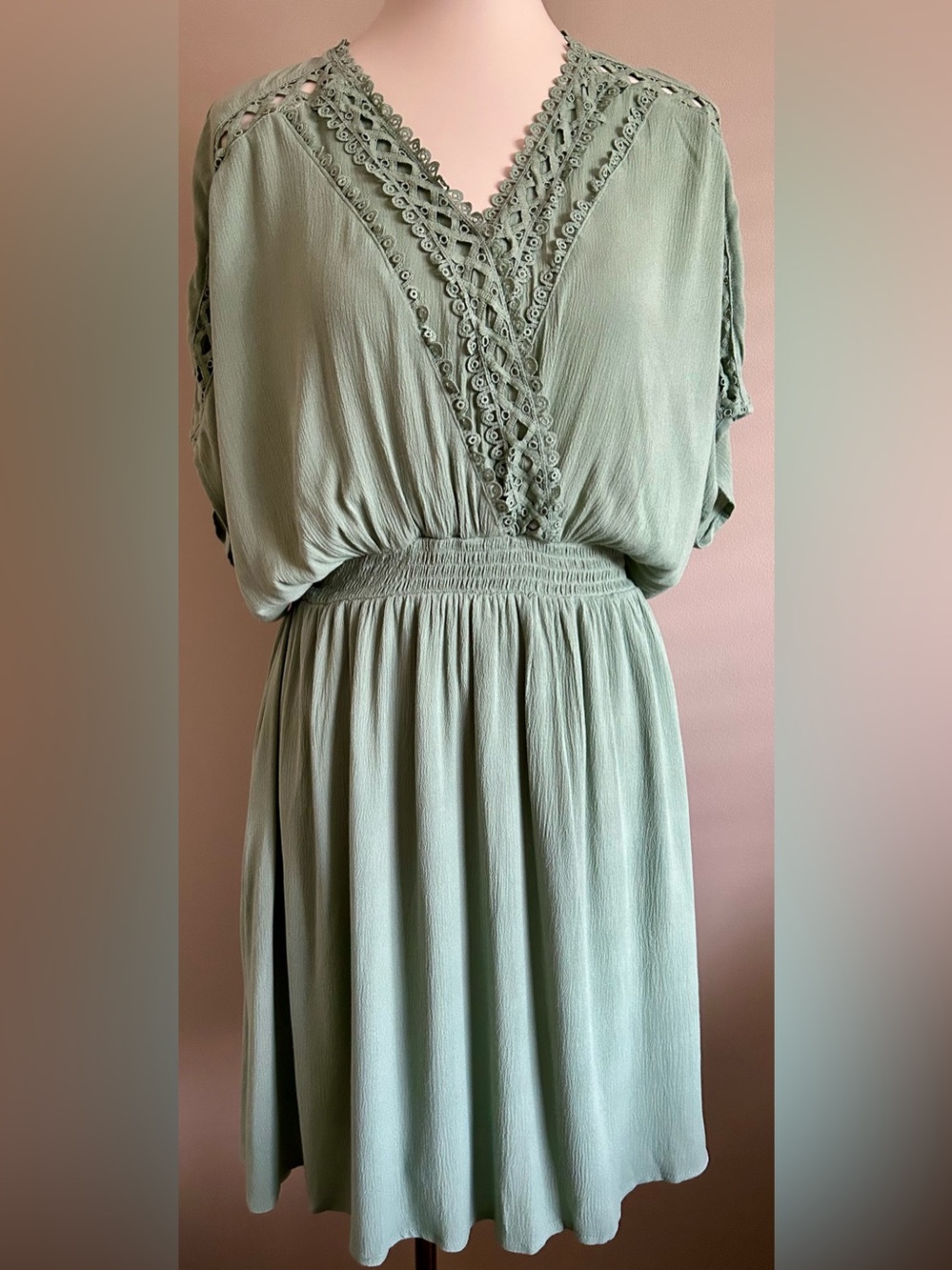 NWT - Davi & Dani Rayon Lace Embellished Dress in Sage